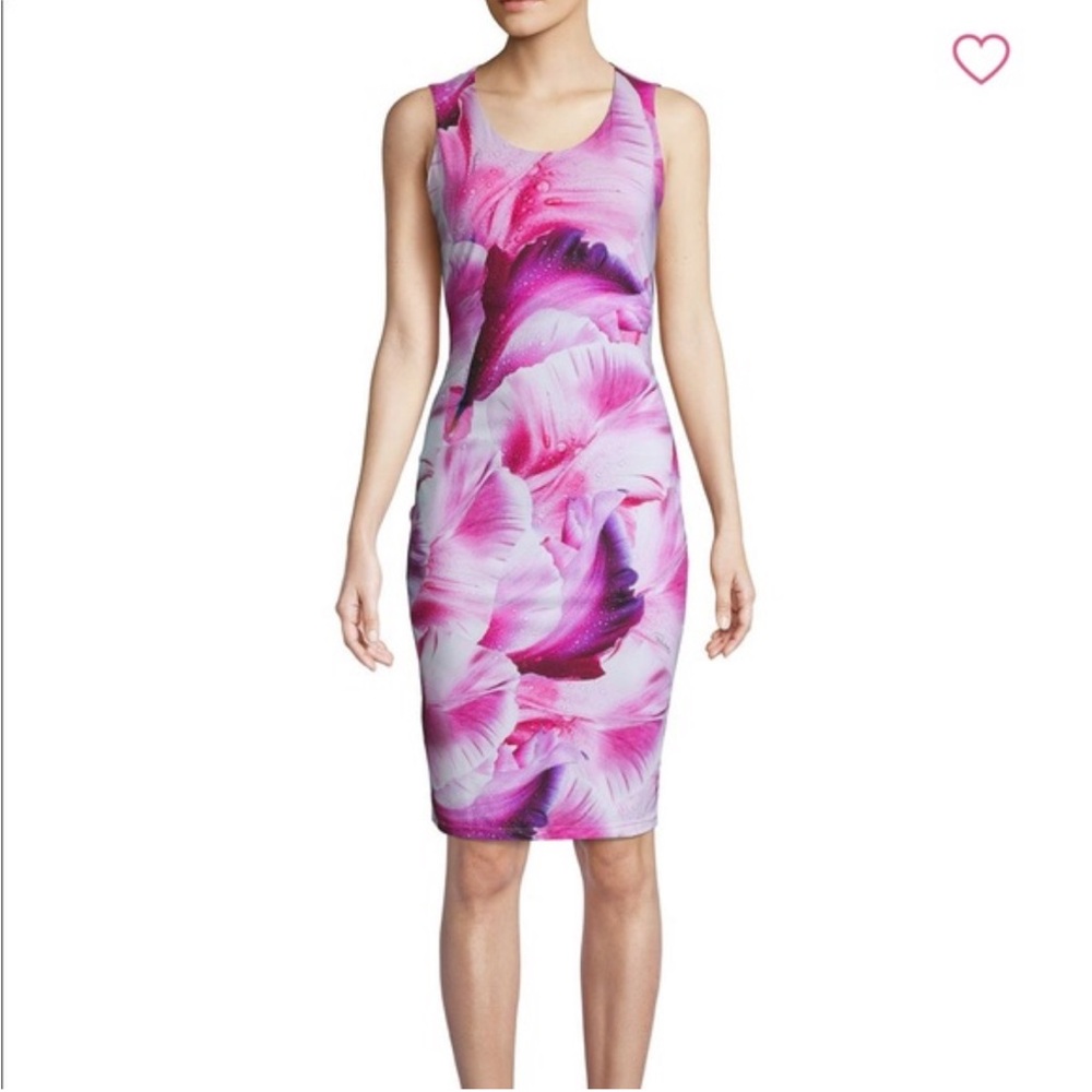 Roberto Cavalli Floral Pink Sleeveless Dress Floral Sheath Dress Size 38